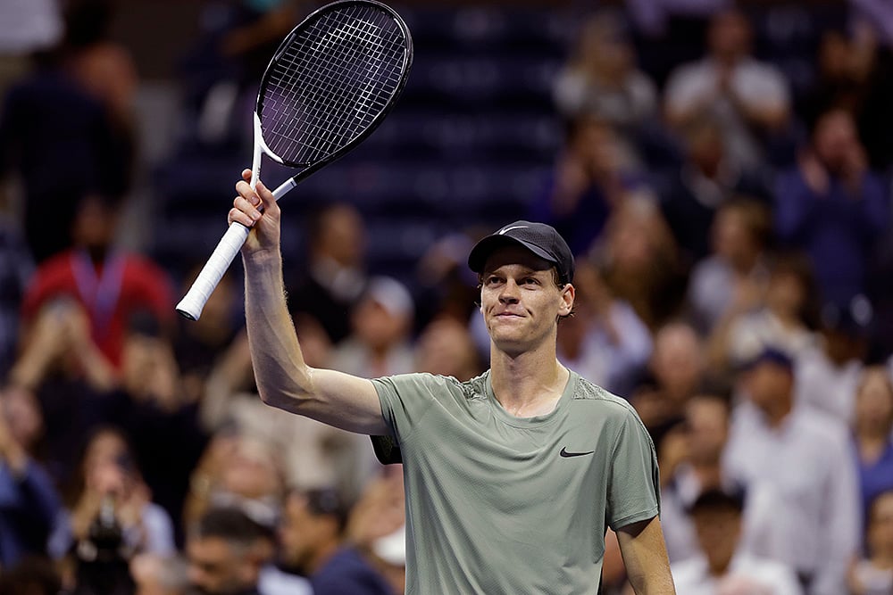 | Photo: AP/Adam Hunger : US Open tennis 2024: Jannik Sinner acknowledges the crowd after defeating Daniil Medvedev